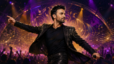 Tarkan hayatı ve müzik kariyerini temsil eden sanatsal portre